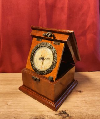 Antiguo Reloj Sobremesa Vintage Madera Basculante