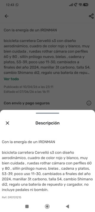 Bicicleta Cervélo S3 Rossa