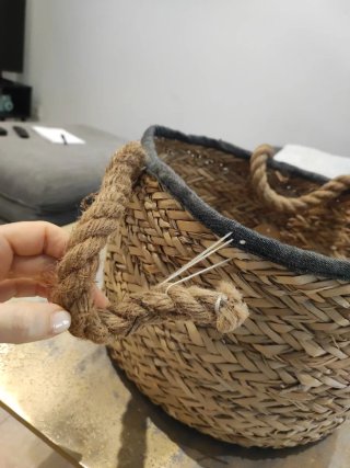 Cesta Mimbre Beige/Marrón