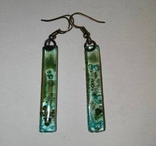 Pendientes largos verdes y turquesa