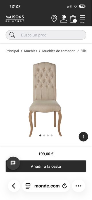 Sillas de tela beige para restaurar