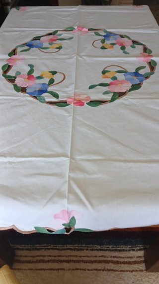 Mantelería vintage flores patchwork