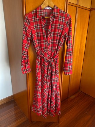 Vestido Tartán Rojo Largo Talla S