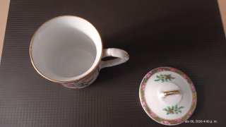 Taza de té de porcelana china con tapa