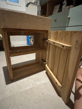 Mueble baño teca y mármol