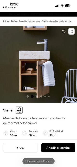 Mueble baño teca y mármol