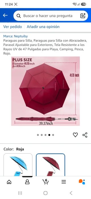 Sombrilla para Silla, Hamaca NUEVA. Neptuiby Roja