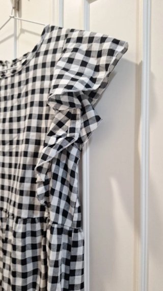 Vestido cuadros blanco y negro T. L