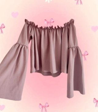 Blusa rosa hombros descubiertos manga campana