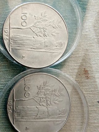 2 Monedas 100 Liras 1976 y 1956