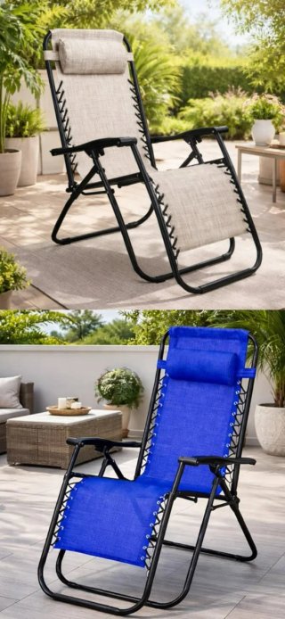 Sdraio relax inclinabile beige/blu