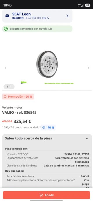 Volante Bimasa Valeo 836545 Nuevo Grupo VAG