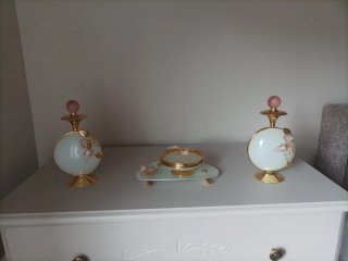 Elegant Set di Trucco in Cristallo e Metallo Dorato
