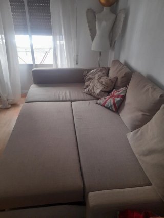 Sofá cama chaise longue beige