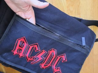 Borsa a cartella ACDC nera e rossa
