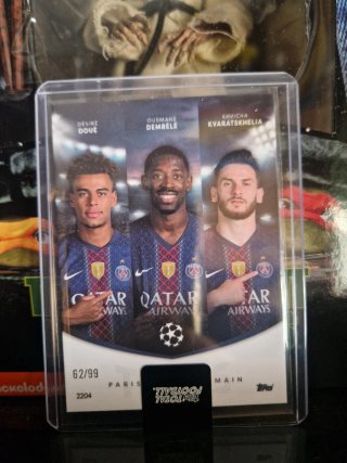 Carta fútbol PSG D. Doué, O. Dembélé, K. Kvaratskh