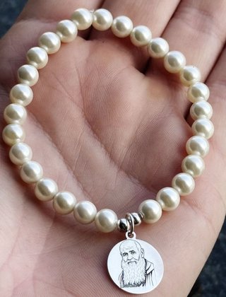 Pulsera Perlas Fray Leopoldo Plata Ley