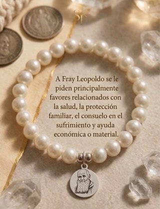 Pulsera Perlas Fray Leopoldo Plata Ley
