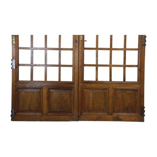 Puerta doble madera vidrieras principios S.XX