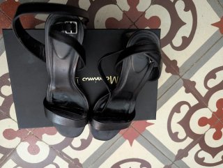 Sandalias Massimo Dutti Piel Negras Talla 39.