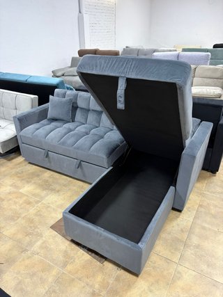 sofá cama chaiselongue reversible + arcon gris