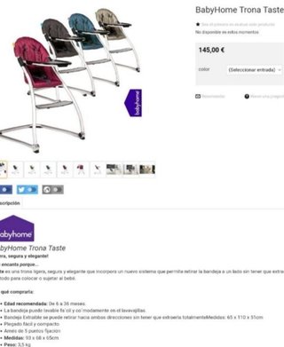 Trona Babyhome. No se envía
