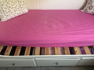 Sofá Cama Blanco con Cajones y 2 cochones 80x200