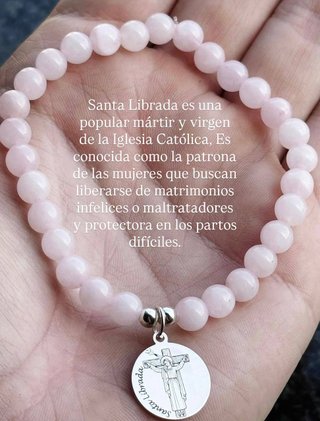 Pulsera Cuarzo Rosa y Plata Santa Librada