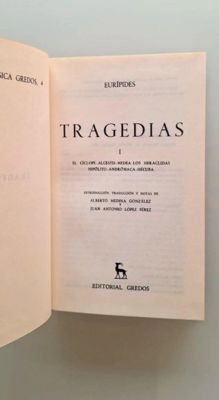 Tragedias I, Eurípides, Biblioteca clásica Gredos