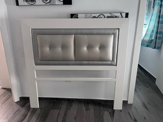 Cabecero madera blanco 150cm polipiel