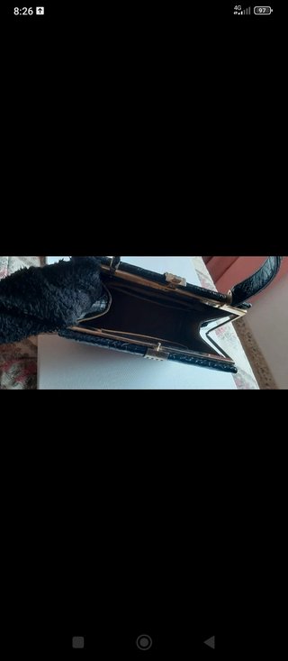 Bolso Piel Negro Cocodrilo Vintage