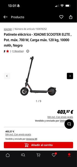 Patinete eléctrico Xiaomi Scooter Elite 700W