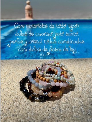 Pulseras de bolas variadas con plata
