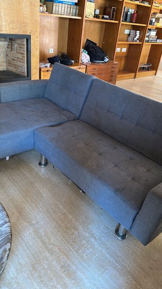 Sofá cama chaise longue gris tela