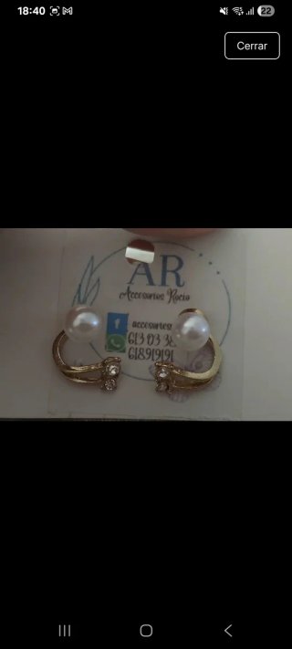 Pendientes AR Accesorios Rocio Perla Dorados