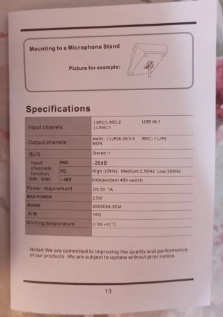 Mezcladora Analógica 4 Canales con USB C PD