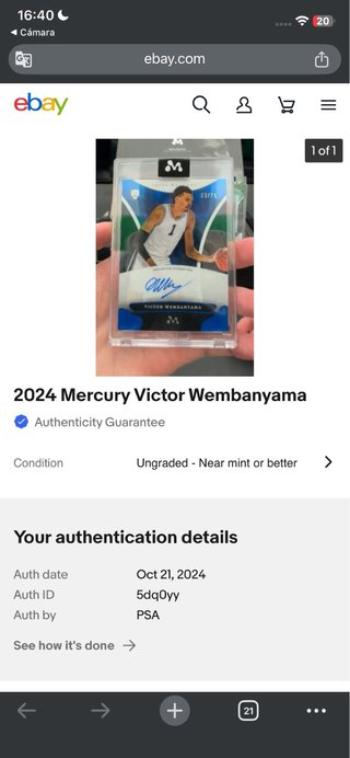 Victor Wembanyama RC Auto /75 Topps Mercury Blue