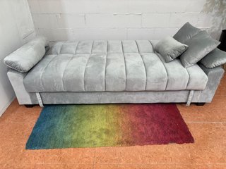 Sofá Cama Terciopelo Gris con Arcón
