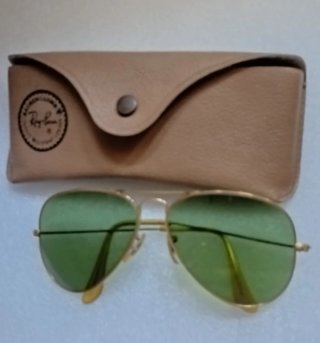 Gafas Ray-Ban Aviator Doradas Verdes Años 70