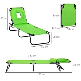 Tumbona Plegable Verde - 120kg