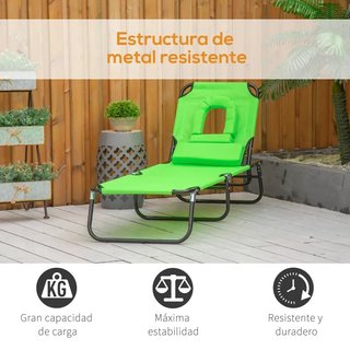 Tumbona Plegable Verde - 120kg