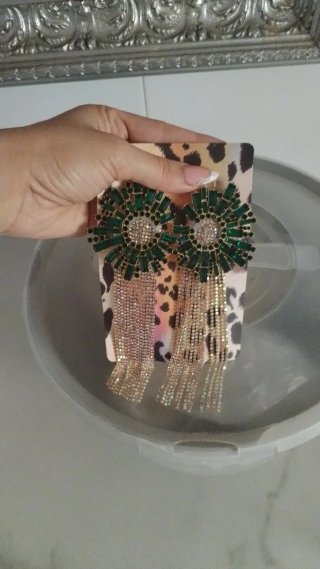 Pendientes XL boda gitana verde y oro
