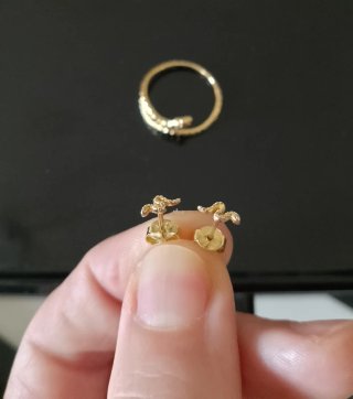 Conjunto Anillo y Pendientes Serpiente Dorado