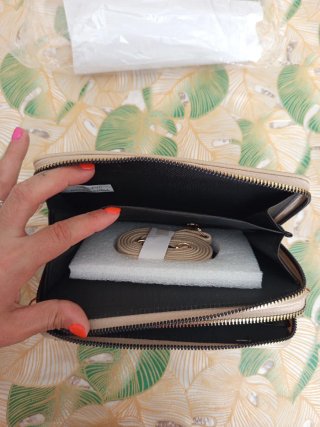 Borsa porta documenti beige con zip