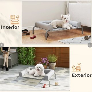 Cama perro pequeña elevada gris