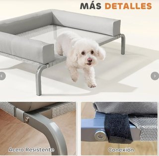 Cama perro pequeña elevada gris