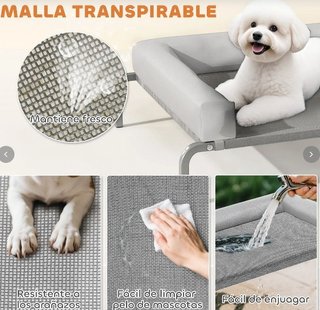 Cama perro pequeña elevada gris