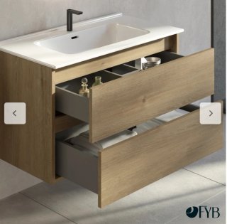 Mueble Lavabo 80cm + Lavabo + Espejo LED