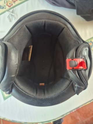 Casco Moto Cuero Marrón y Negro Talla L