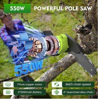 Motosierra Cortasetos Batería Pértiga Telescópica